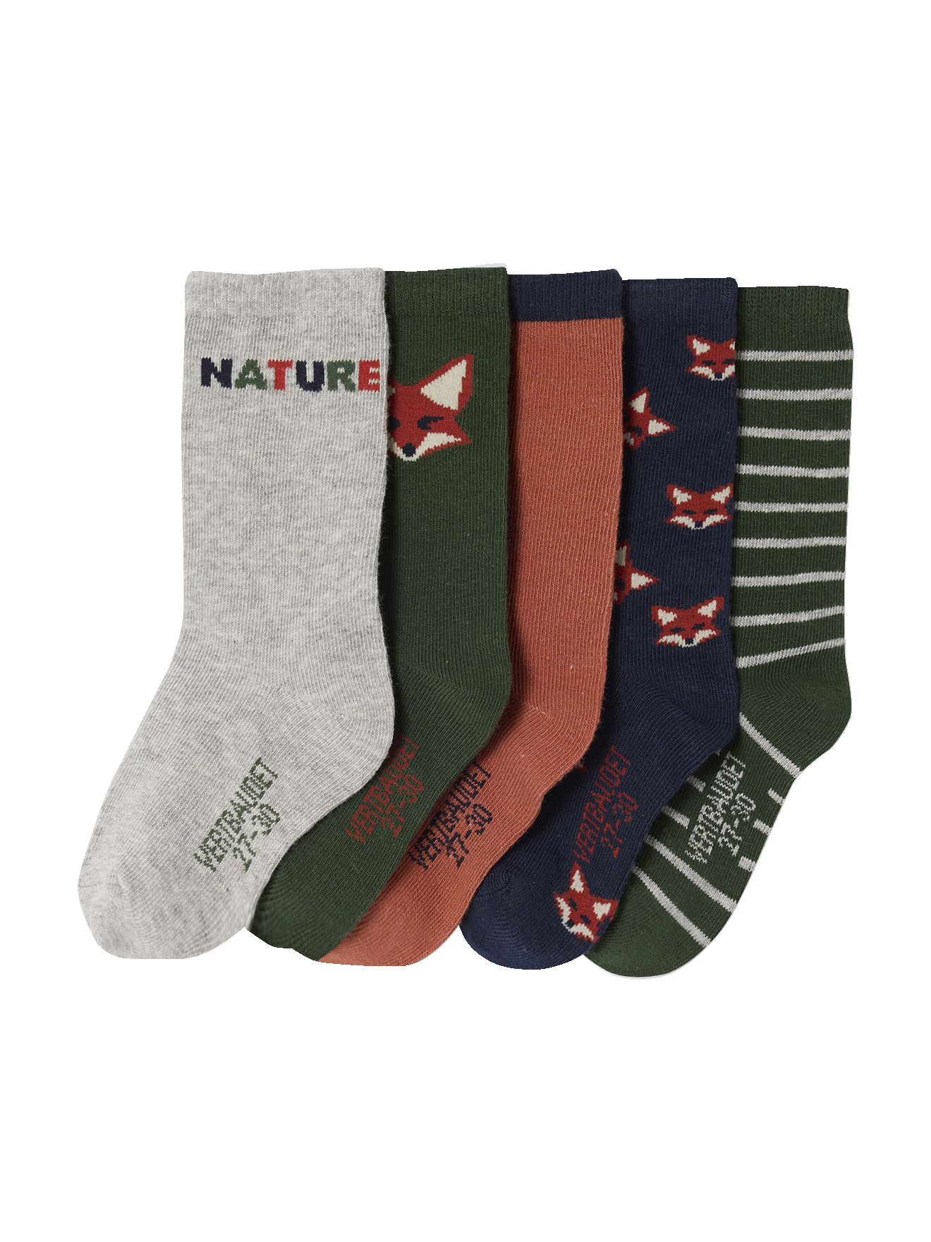 Lot de 5 paires de chaussettes « renard », VERTBAUDET