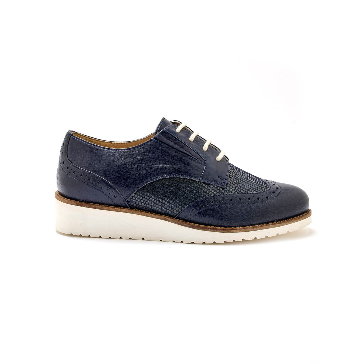 Derbies femme cuir bleu marine La Redoute