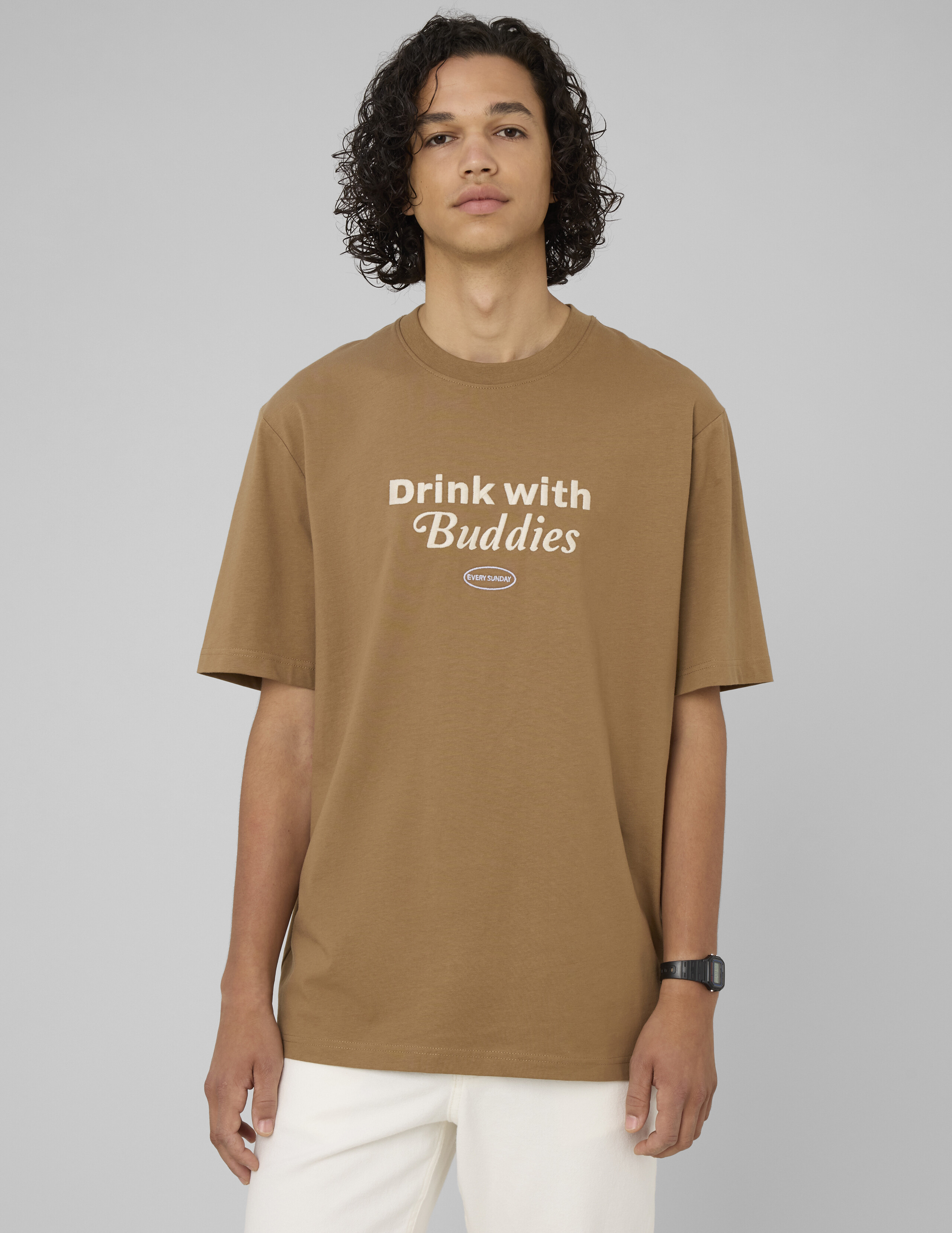 T-shirt imprimé et brodé, BZB