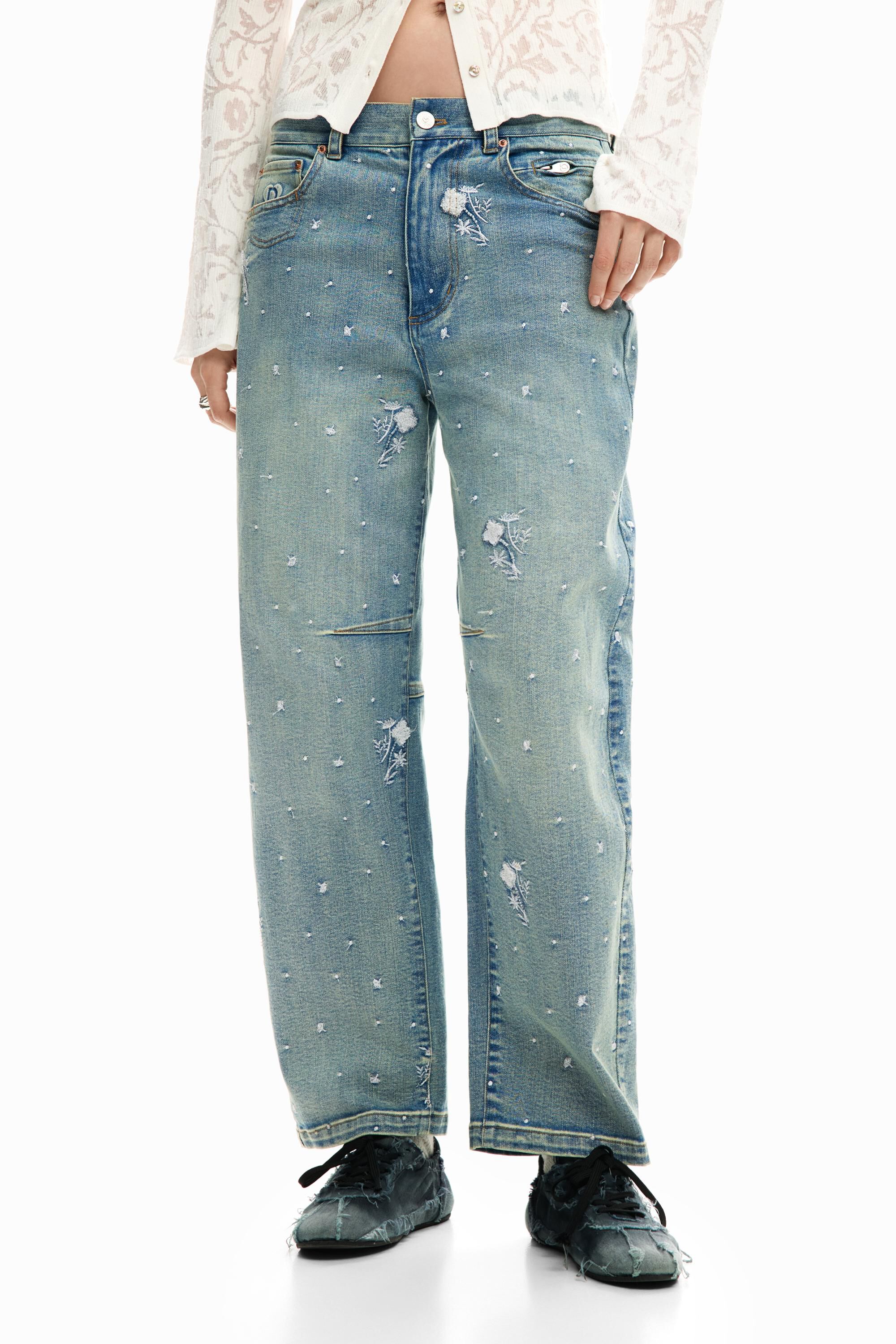 Pantalon en jean brodé balloon, DESIGUAL
