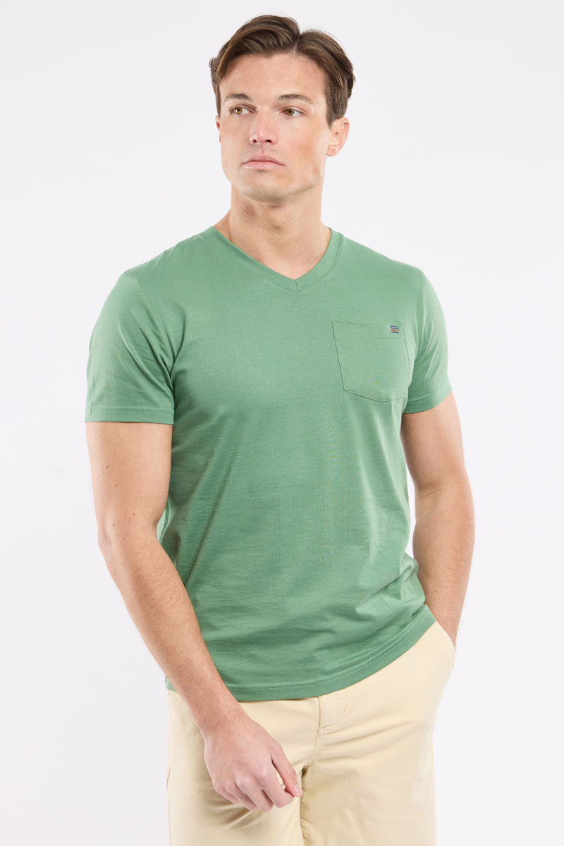 T-shirt col V en coton léger, ARMOR-LUX