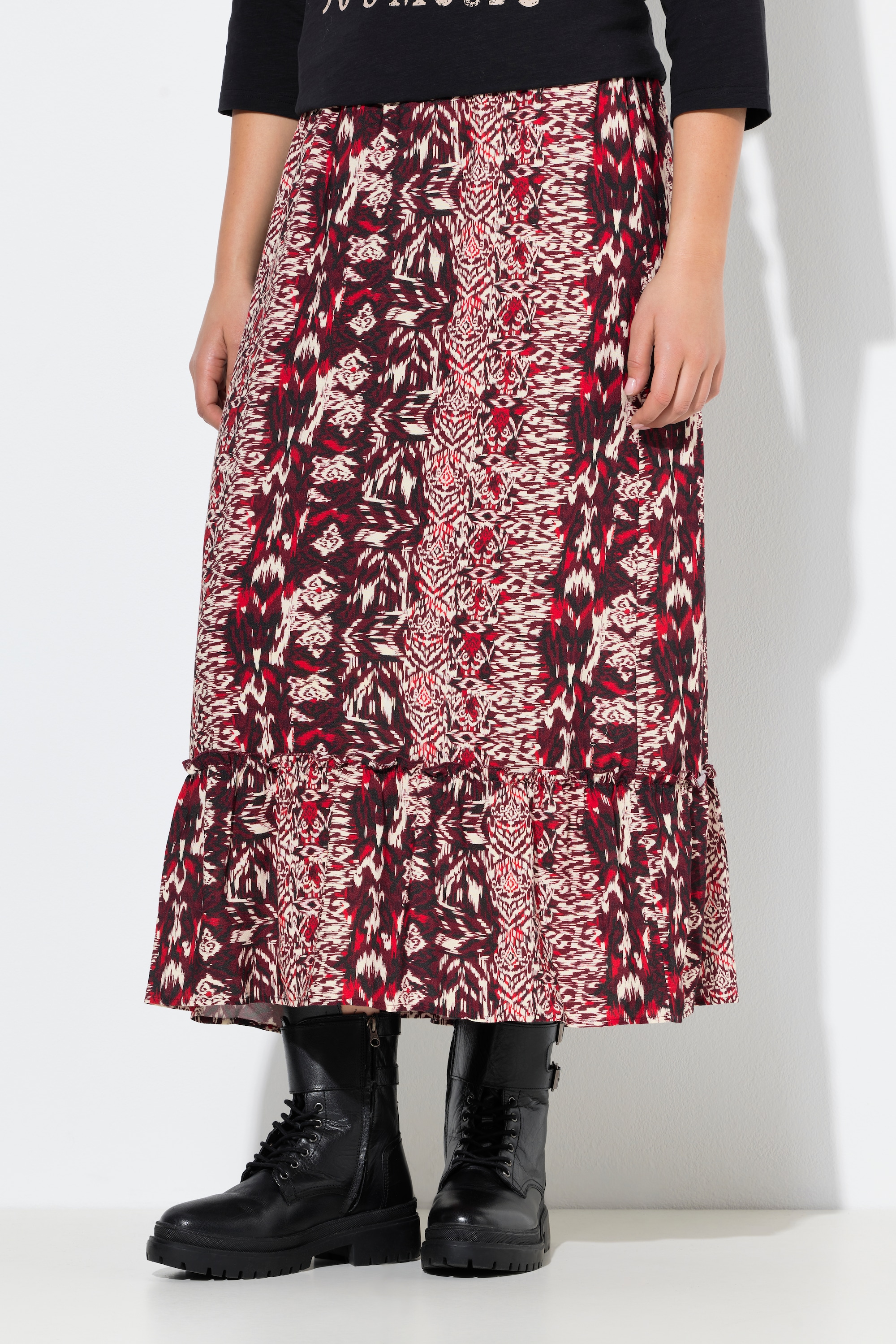 Jupe maxi avec ceinture élastique et motif, ULLA POPKEN