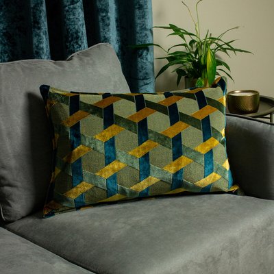 Velvet Lattice Jacquard Filled Cushion 40x60cm SO'HOME