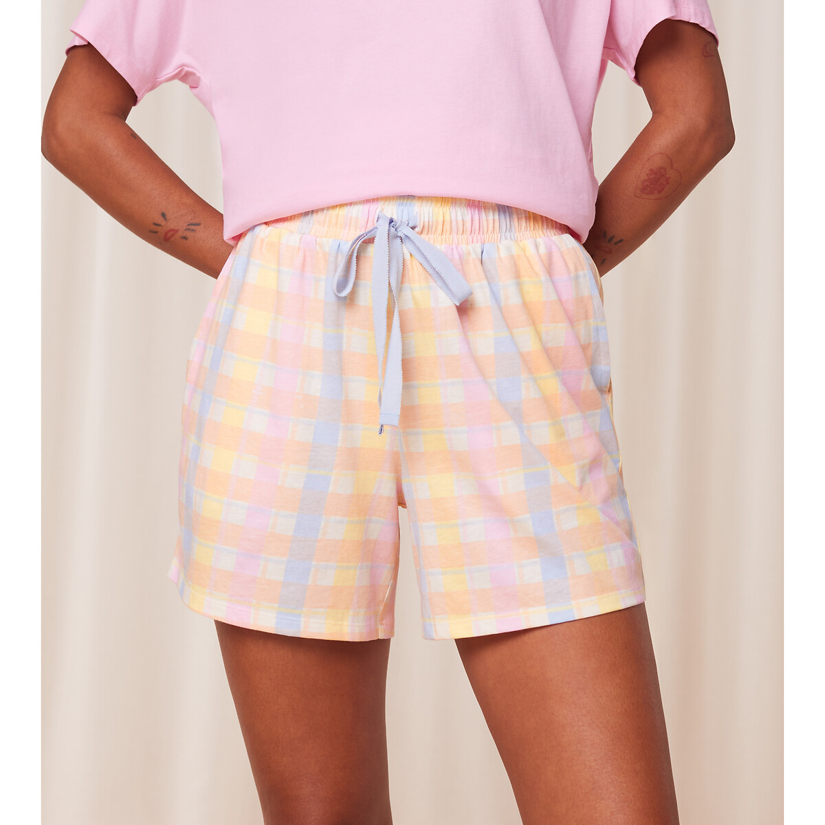 Image of Mix & Match Checked Shorts in Cotton