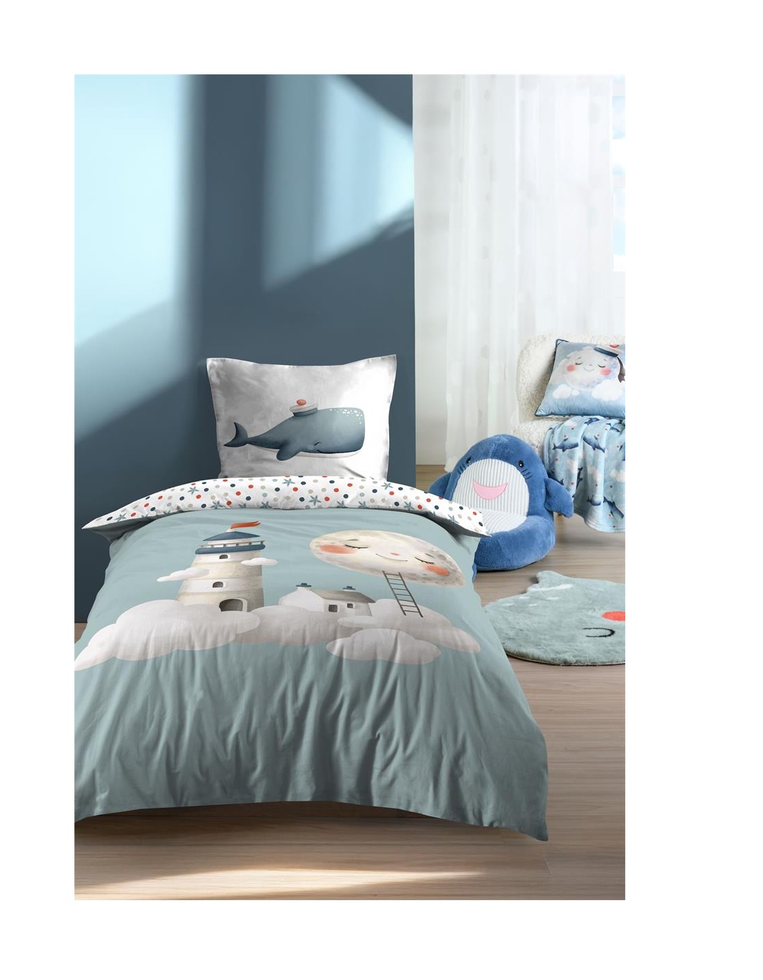 Housse de couette + taie Moby la baleine, EDEN
