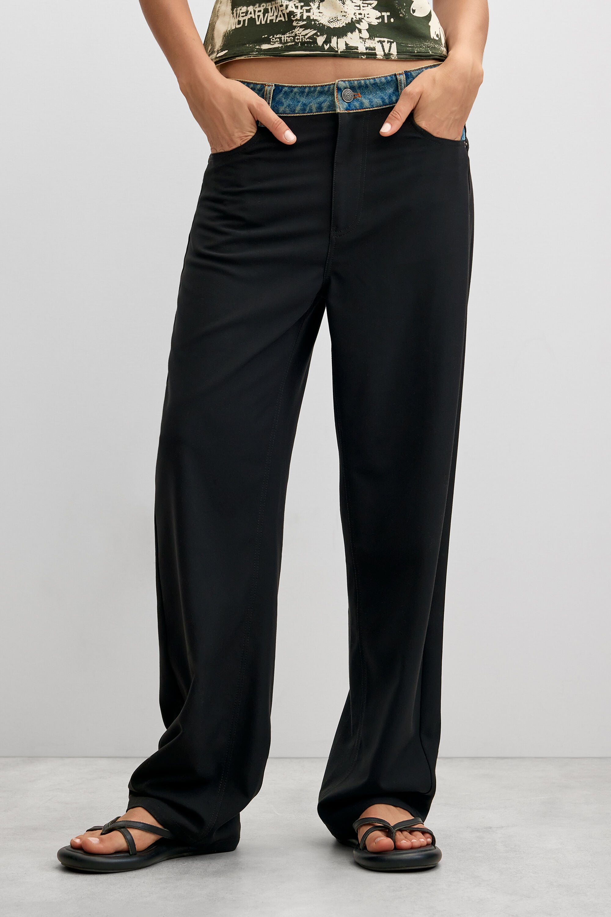 Pantalon droit 100 % coton, DESIGUAL