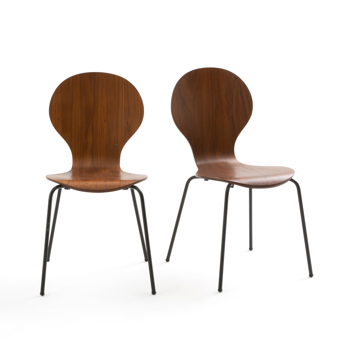 Set of 2 Watford Walnut Veneer Stackable Chairs