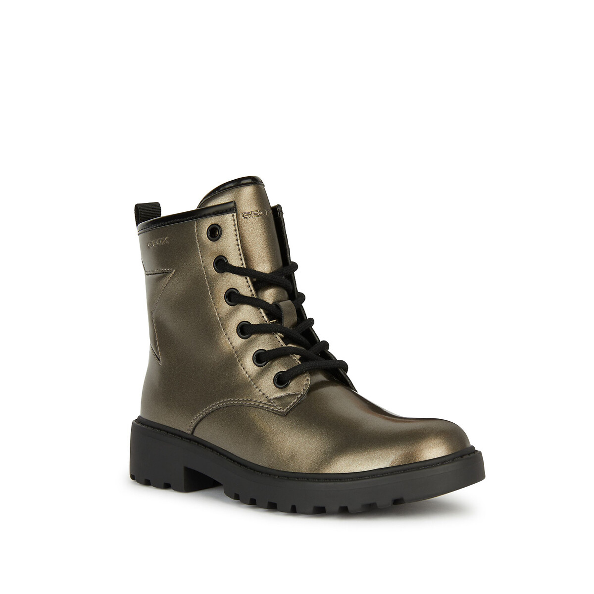 Kids casey breathable ankle boots with laces bronze Geox La Redoute