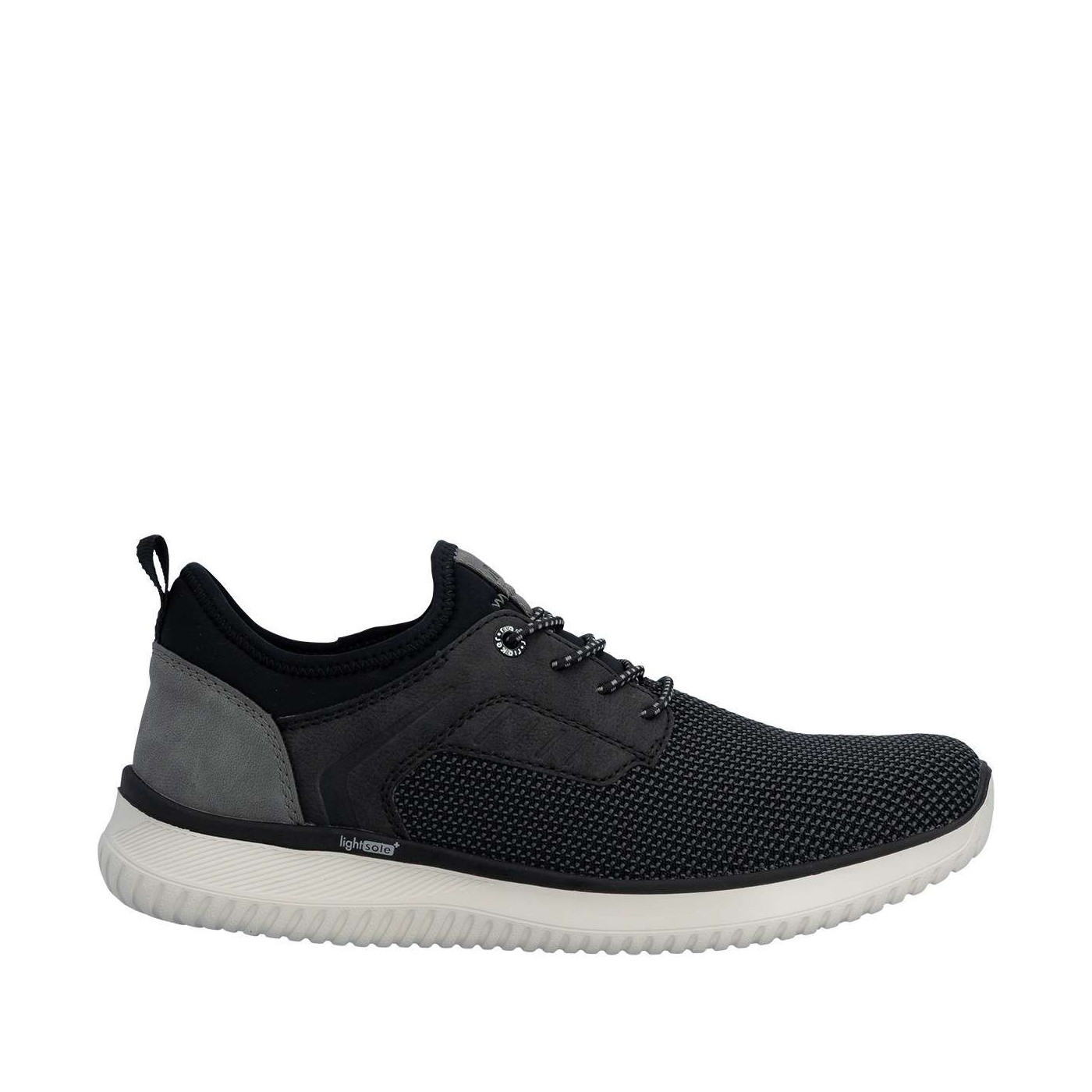 Sneakers noires à talon plat avec une languette d'aisance à l'arrière, RIEKER