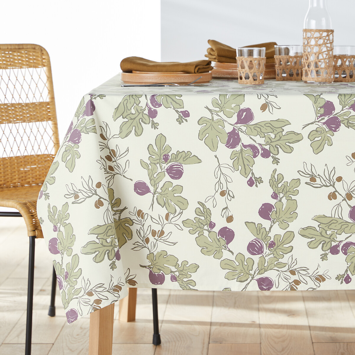Dogliani Fig Print 100% Soft Touch Coated Cotton Tablecloth