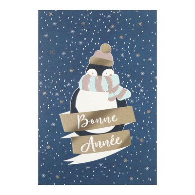 Carte de vœux Céleste Pingouin DRAEGER PARIS