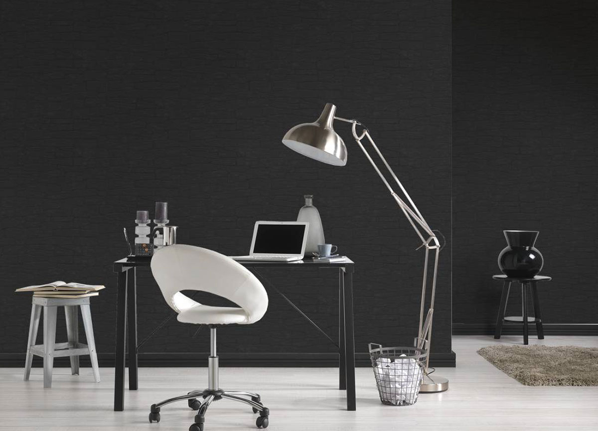 Papier Peint Impression "Brique Noir", HOME MAISON