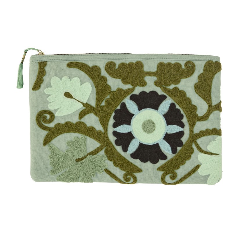 Pochette ipad coton brodé fleurs, MADAM STOLTZ