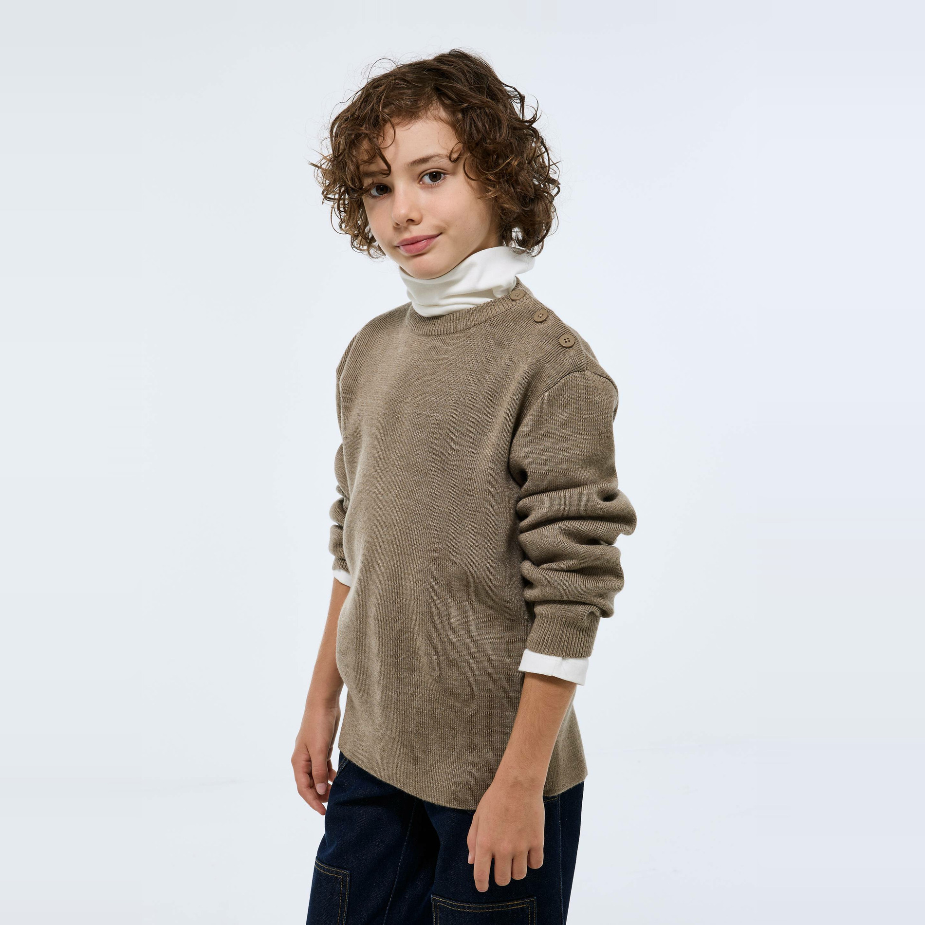 Pull uni contenant de la laine, MONOPRIX