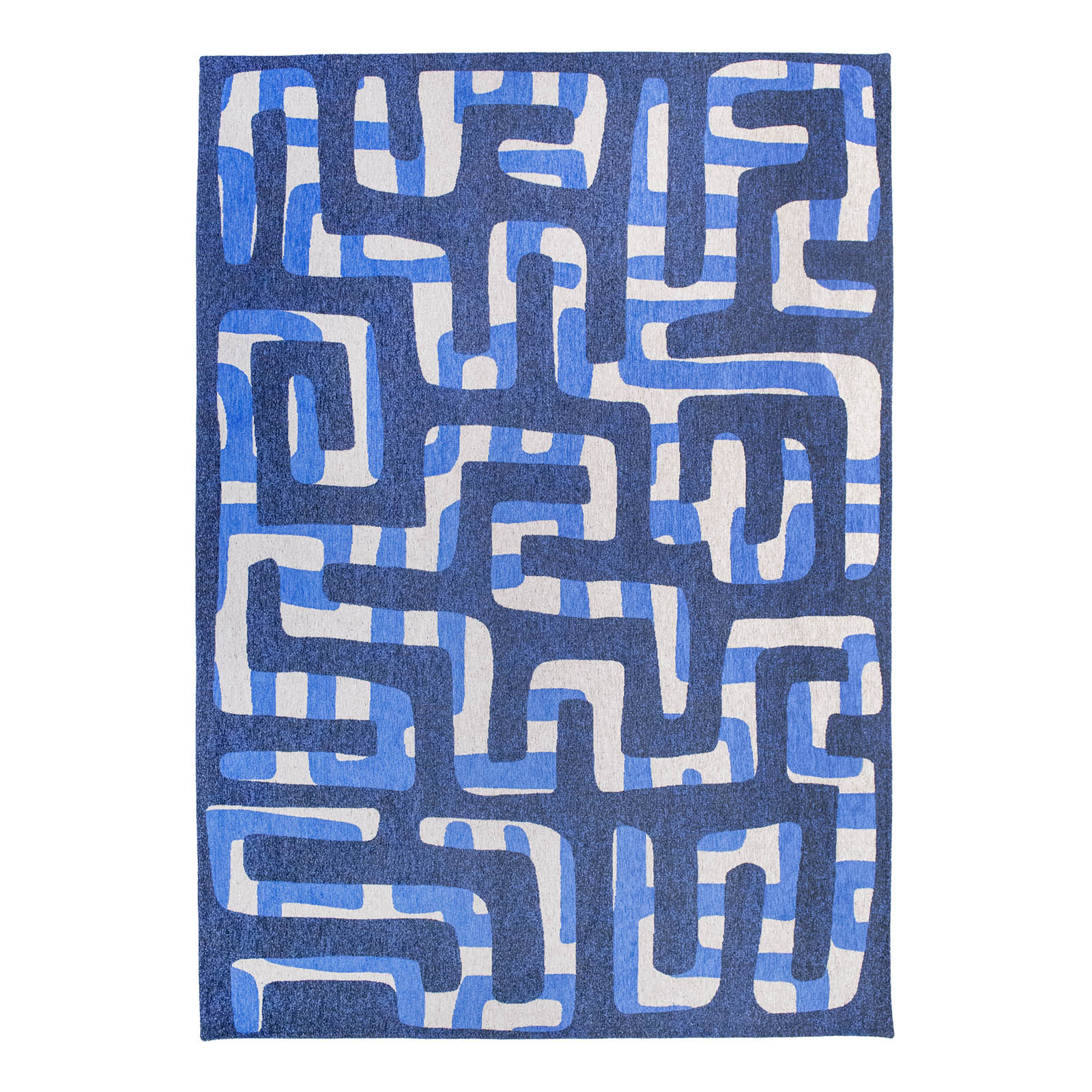Tapis moderne tissé plat bleu BLUE LINES, NOVATREND