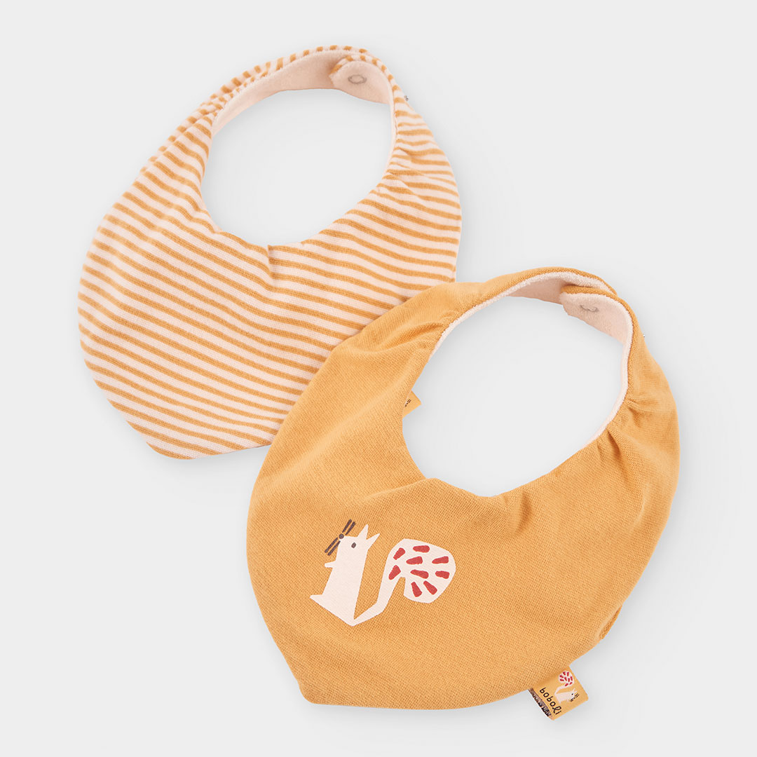 Lot 2 bavoirs bandana bébé imprimé écureuil, BOBOLI