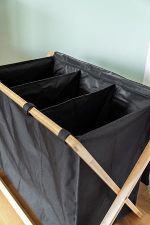 Panier à Linge Pliable 3 Compartiments - Tri Facile, 138 L, Métal Et Tissu, 65,5x39,5x60 Cm