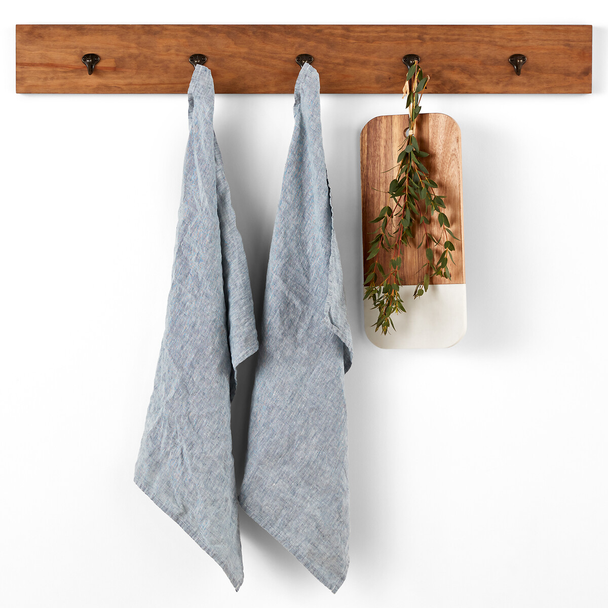 Set of 2 Victorine Washed Linen Chambray Tea Towels