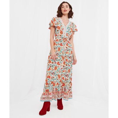 Floral Print Maxi Dress with Short Sleeves JOE BROWNS