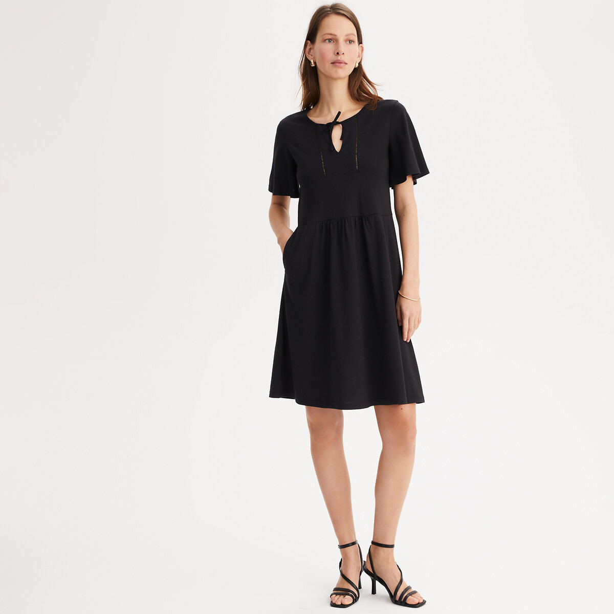 Robe élégante Basic Collection Rouge - Taille 40/42 - Manches 3/4 Et Coupe évasée