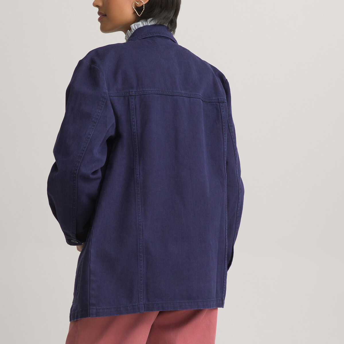 Cotton buttoned utility jacket , navy blue, La Redoute Collections