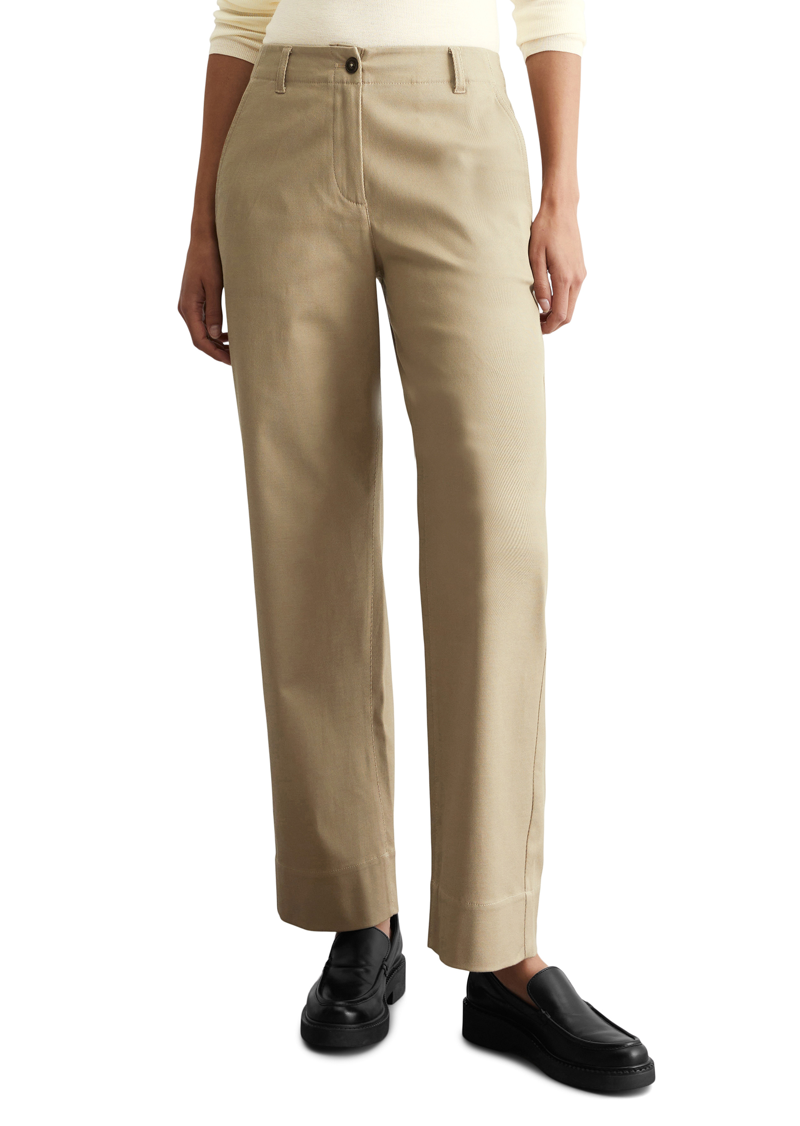 Pantalon modèle large long en mélange de coton organique et de lyocell, MARC O'POLO