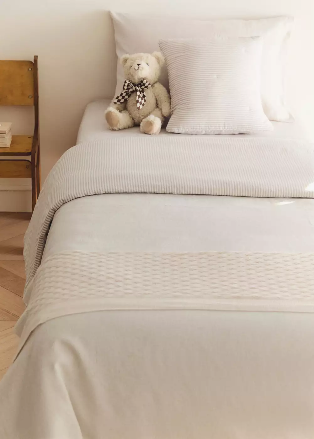Housse de couette enfant coton lin à rayures Lit 90 cm, MANGO HOME