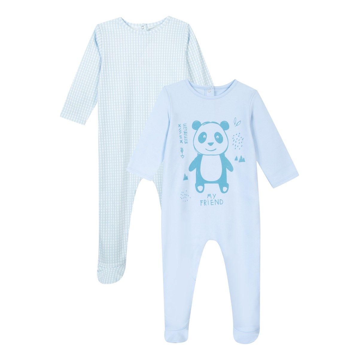 Lot De 2 Pyjamas 1 Piece Motif Panda Bleu Miniman La Redoute