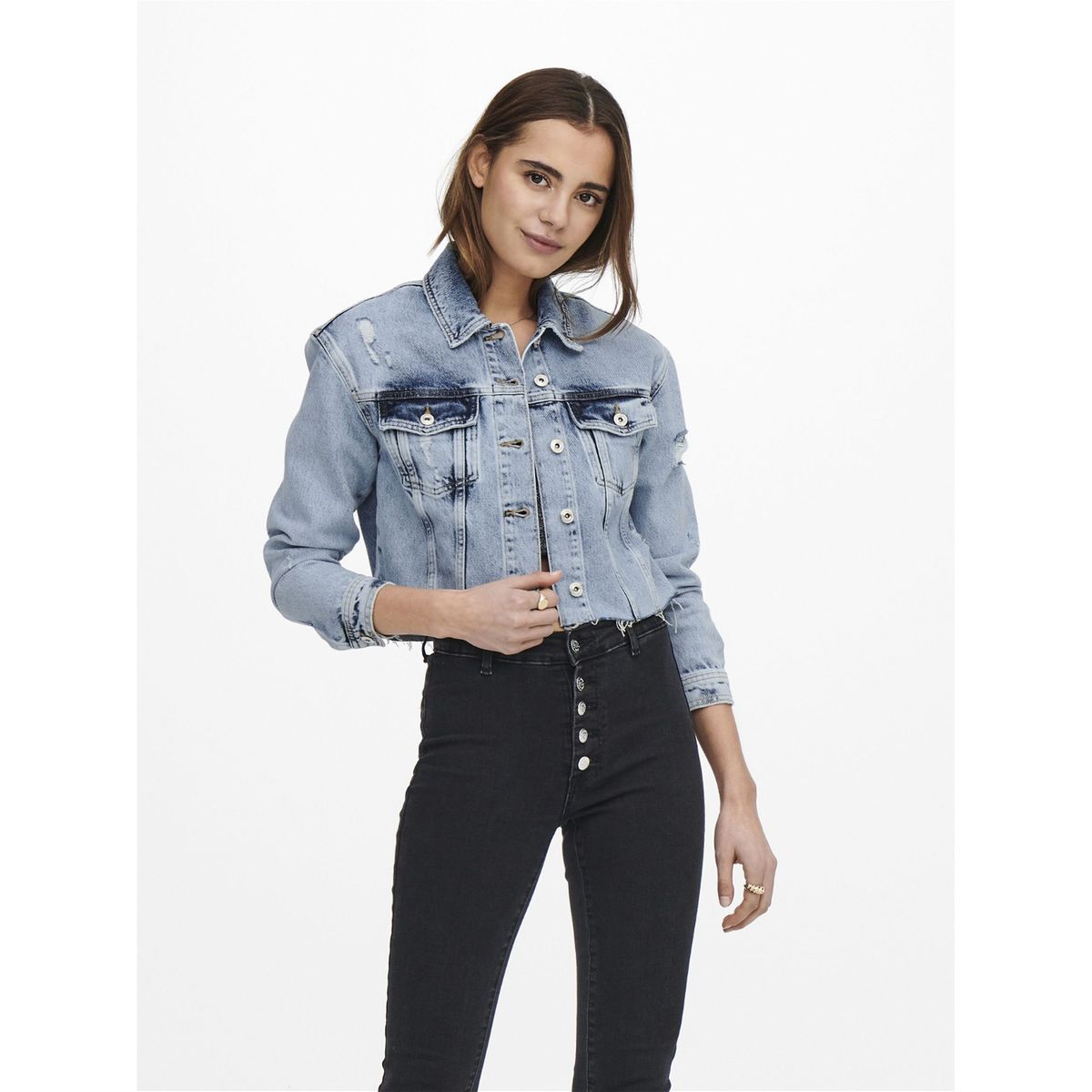 Veste court en jean new arrivals