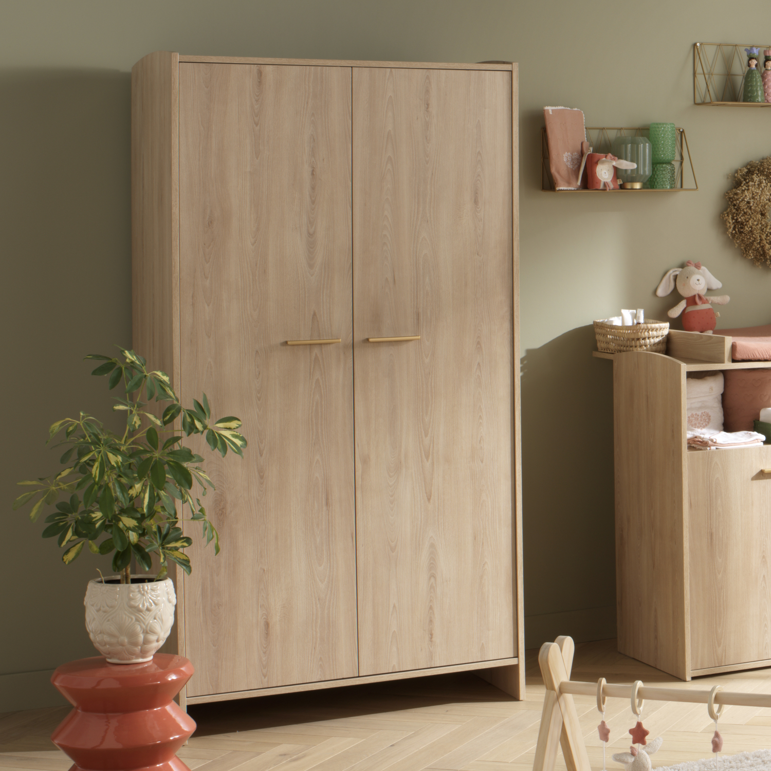 Armoire 2 portes décor bois hêtre, SAUTHON