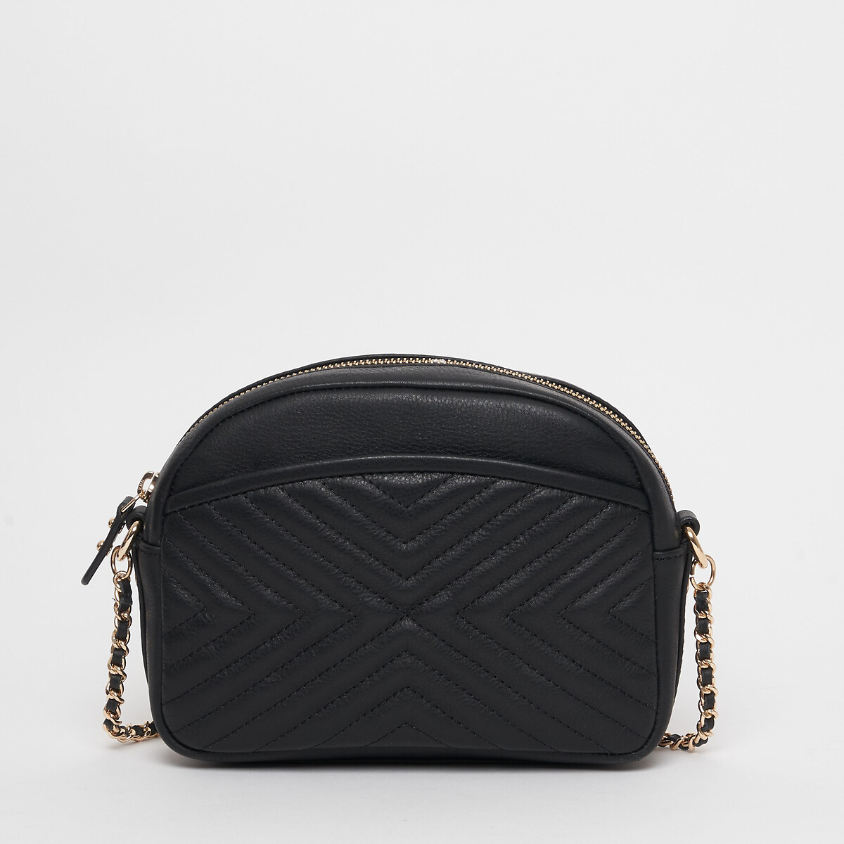 Simone quilted leather crossbody bag, black, Petite Mendigote | La Redoute