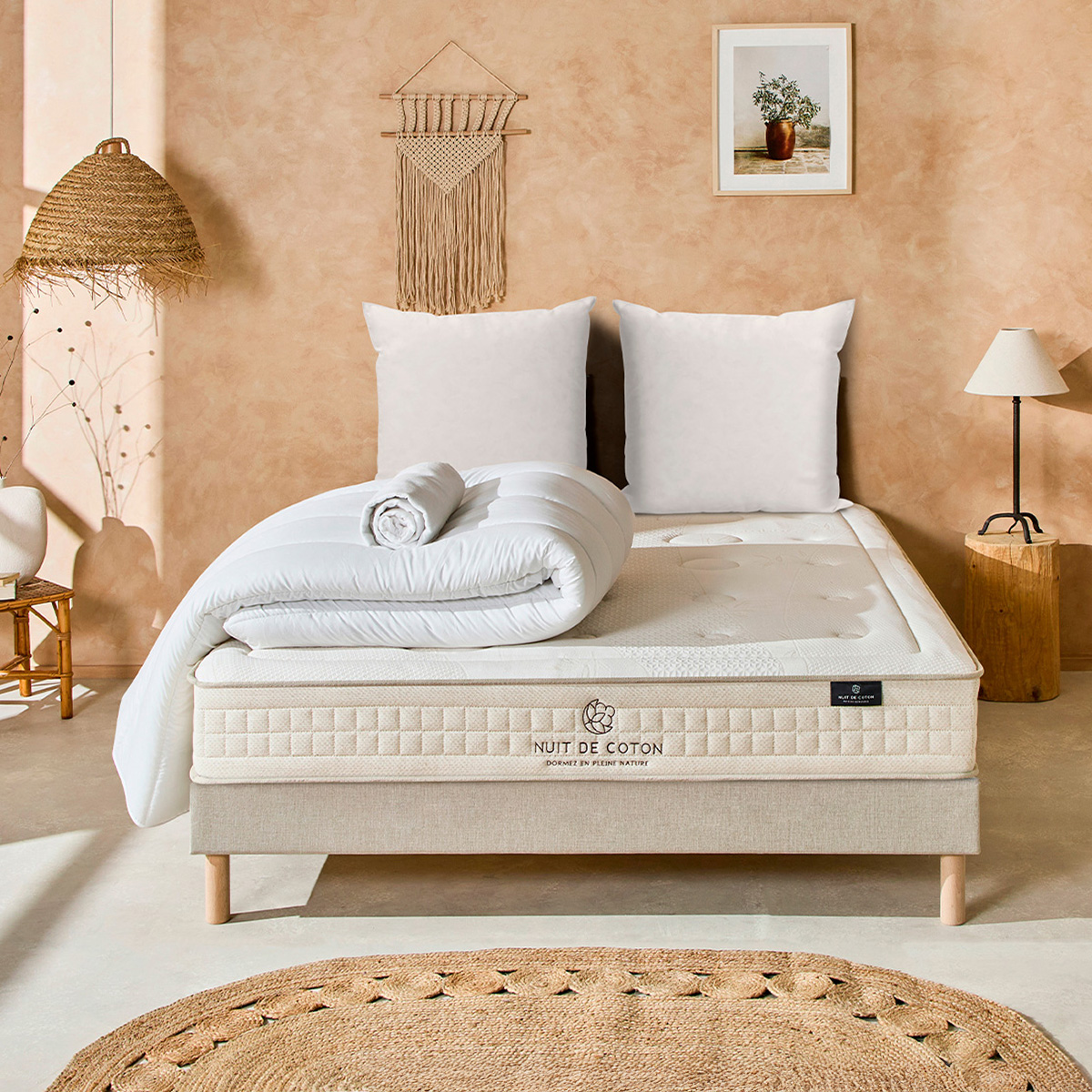 Pack Prélude 2.0 - Matelas + Sommier + Accessoires - La chambre équipée en une fois - 25 cm d'épaisseur, BELLECOUR