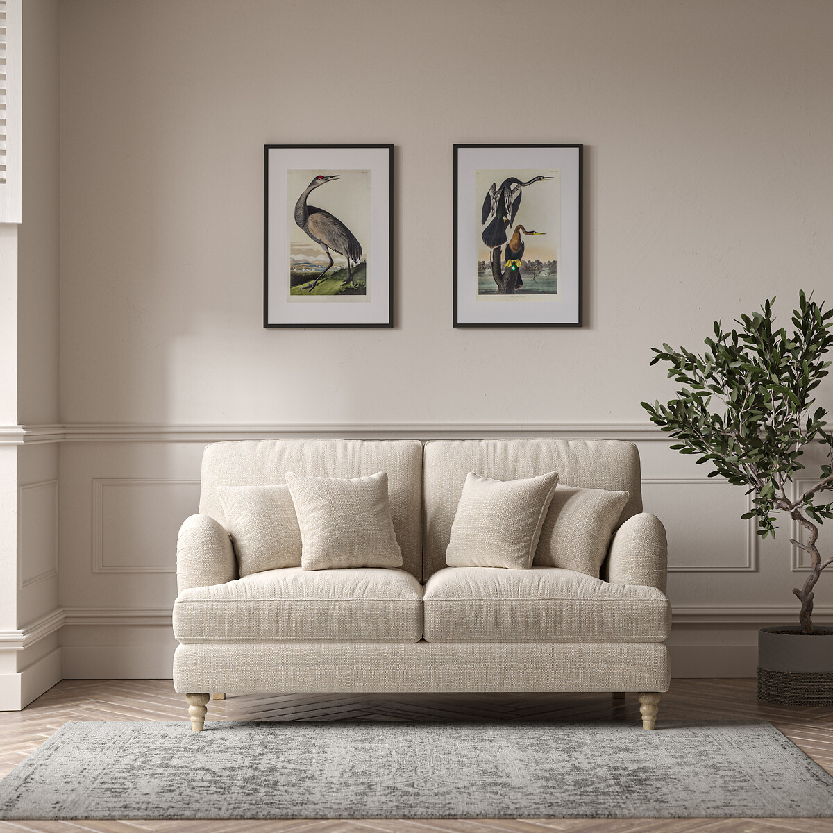 Emeline Tonal Basket Weave 2 Seater Sofa with Oak Legs, ÉDITÉ