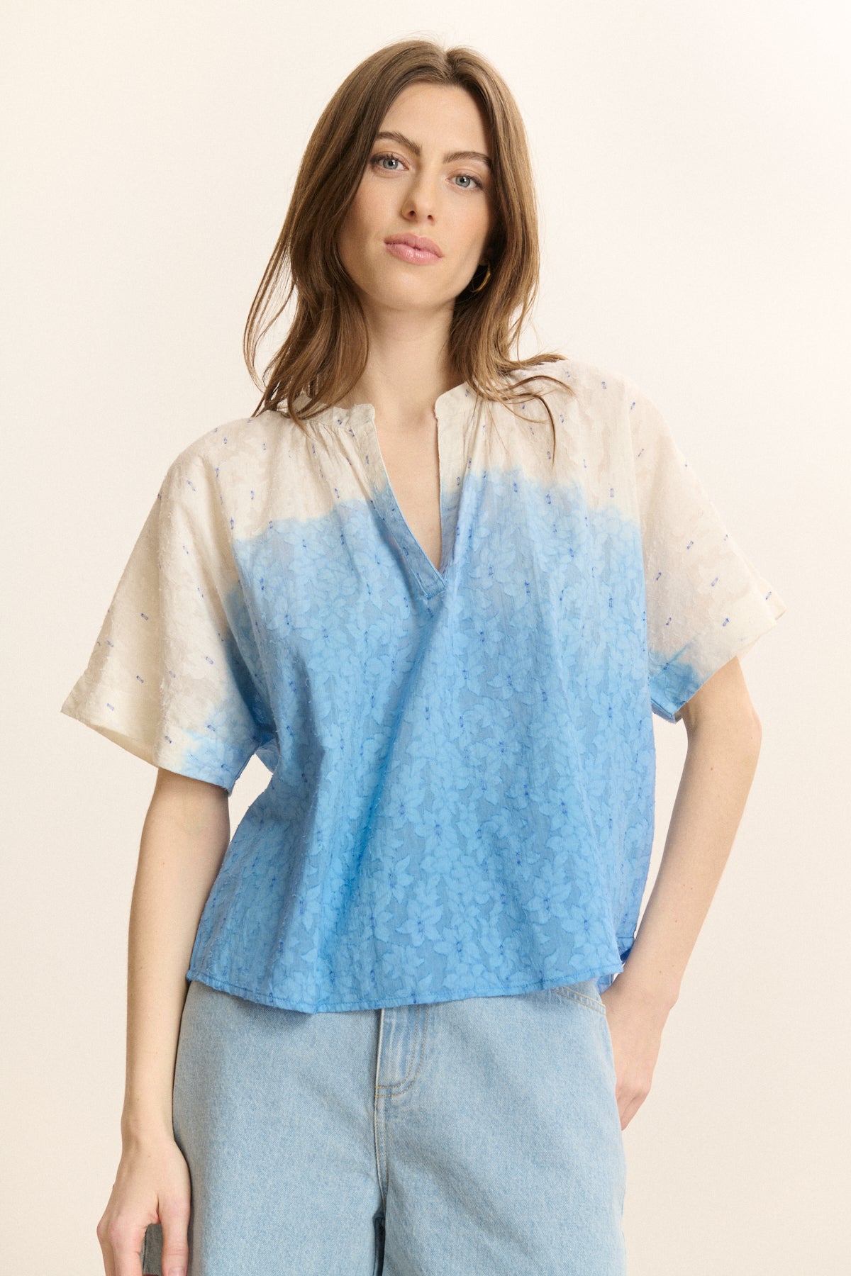 Blouse col tunisien manches courtes  VEGAS, GARANCE PARIS 