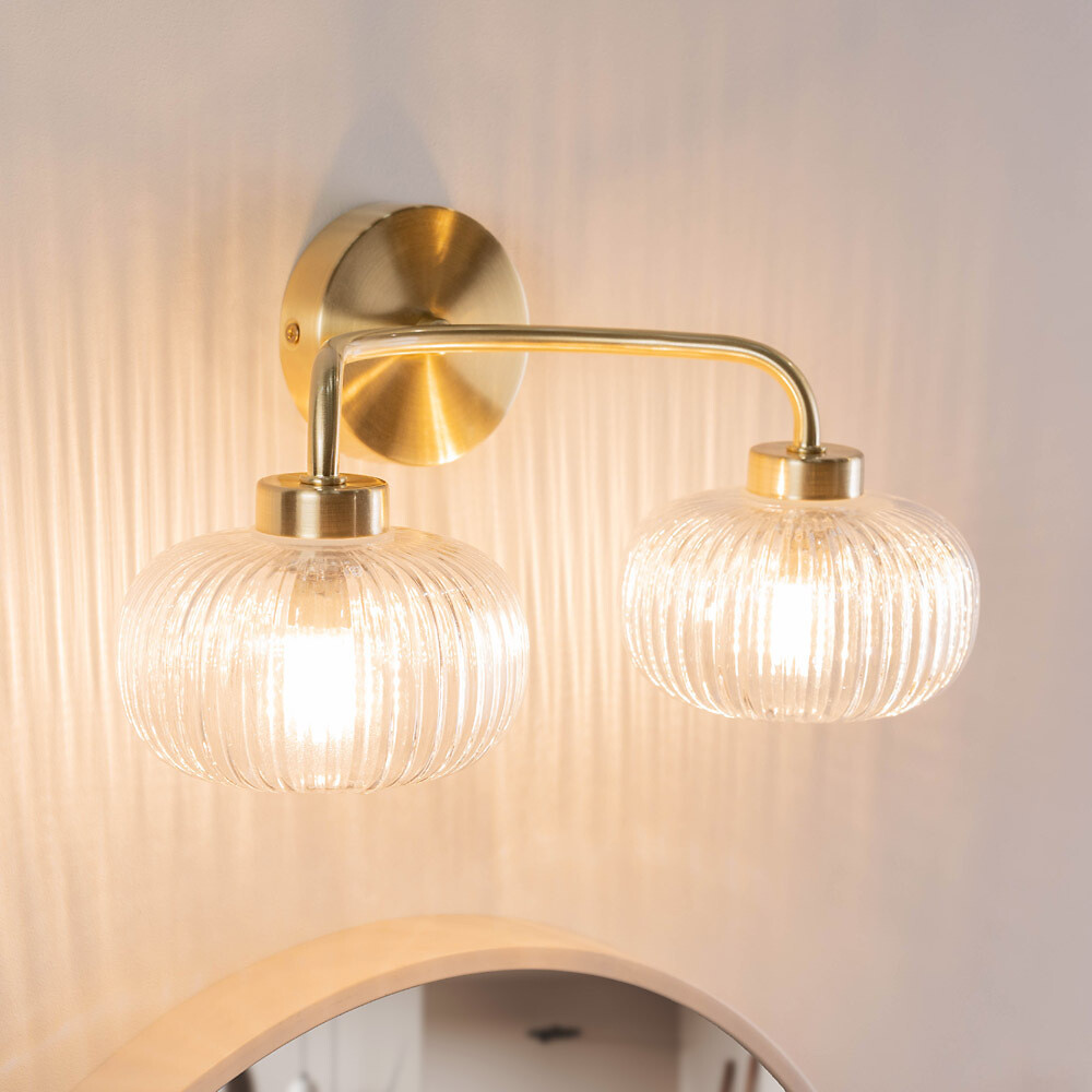 Arran 2-Light Bathroom Wall Light in Brass, SO'HOME