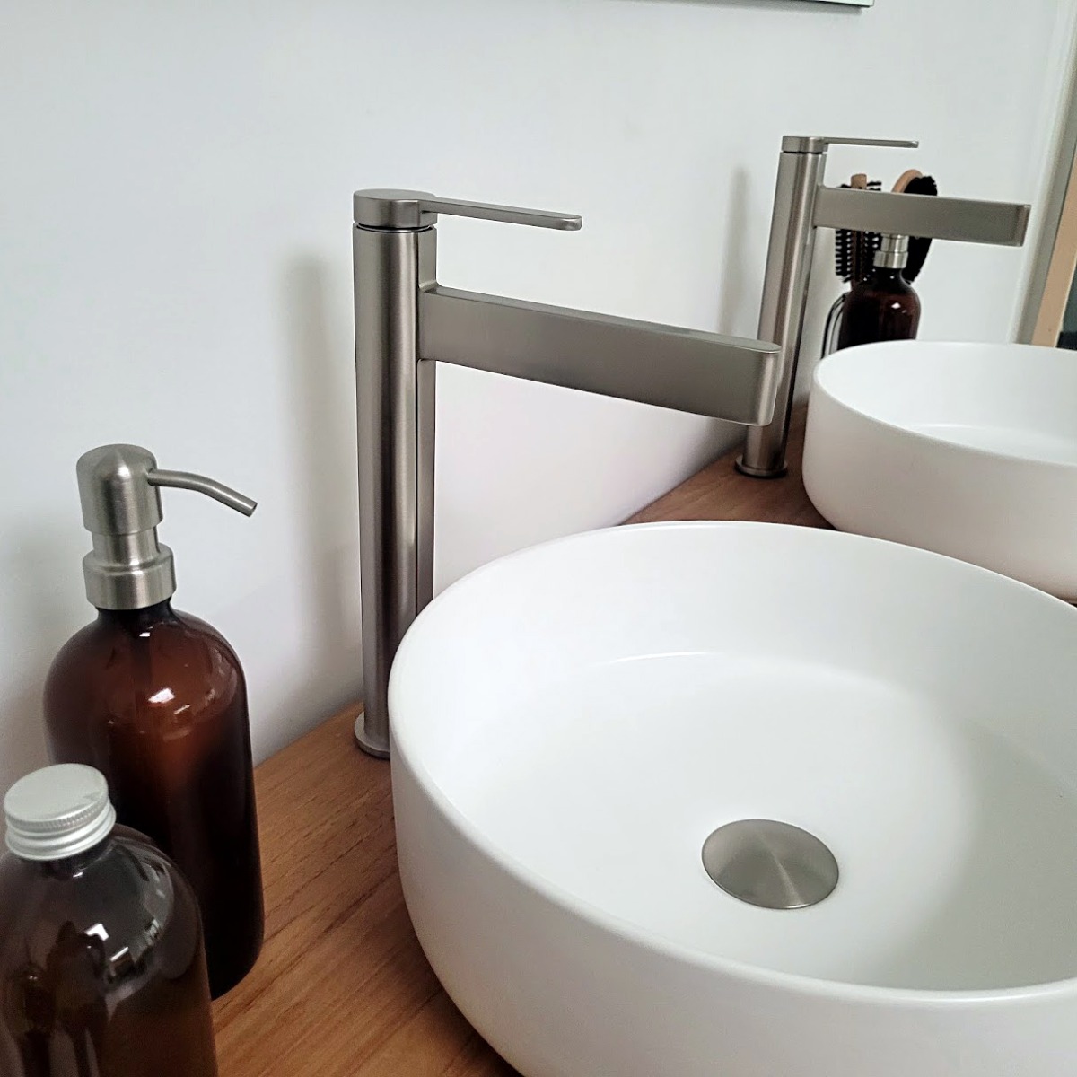Mitigeur de lavabo cascade argent brossé, Vito, OCEAN LINE