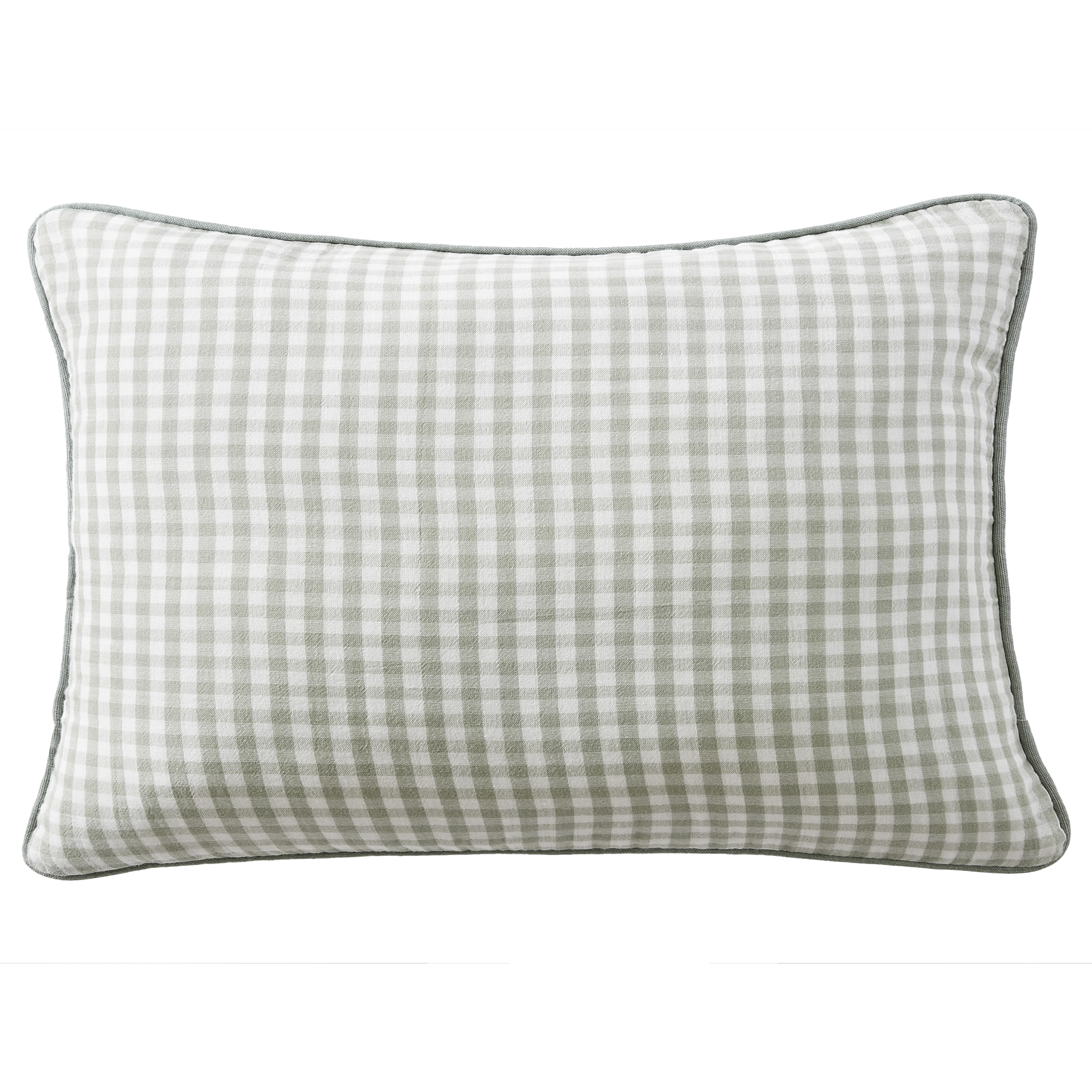 Coussin avec passepoil 40x60 cm Gaze de Coton Quadri Eucalyptus, EDEN