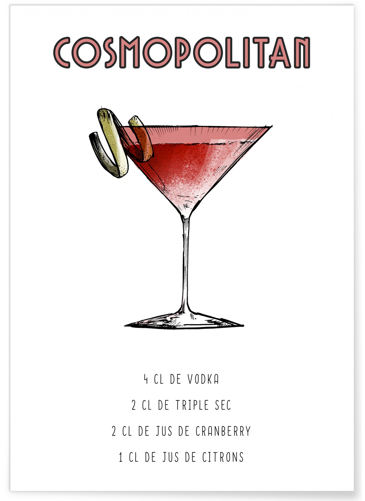 Affiche Cocktail Cosmopolitan, L'AFFICHERIE