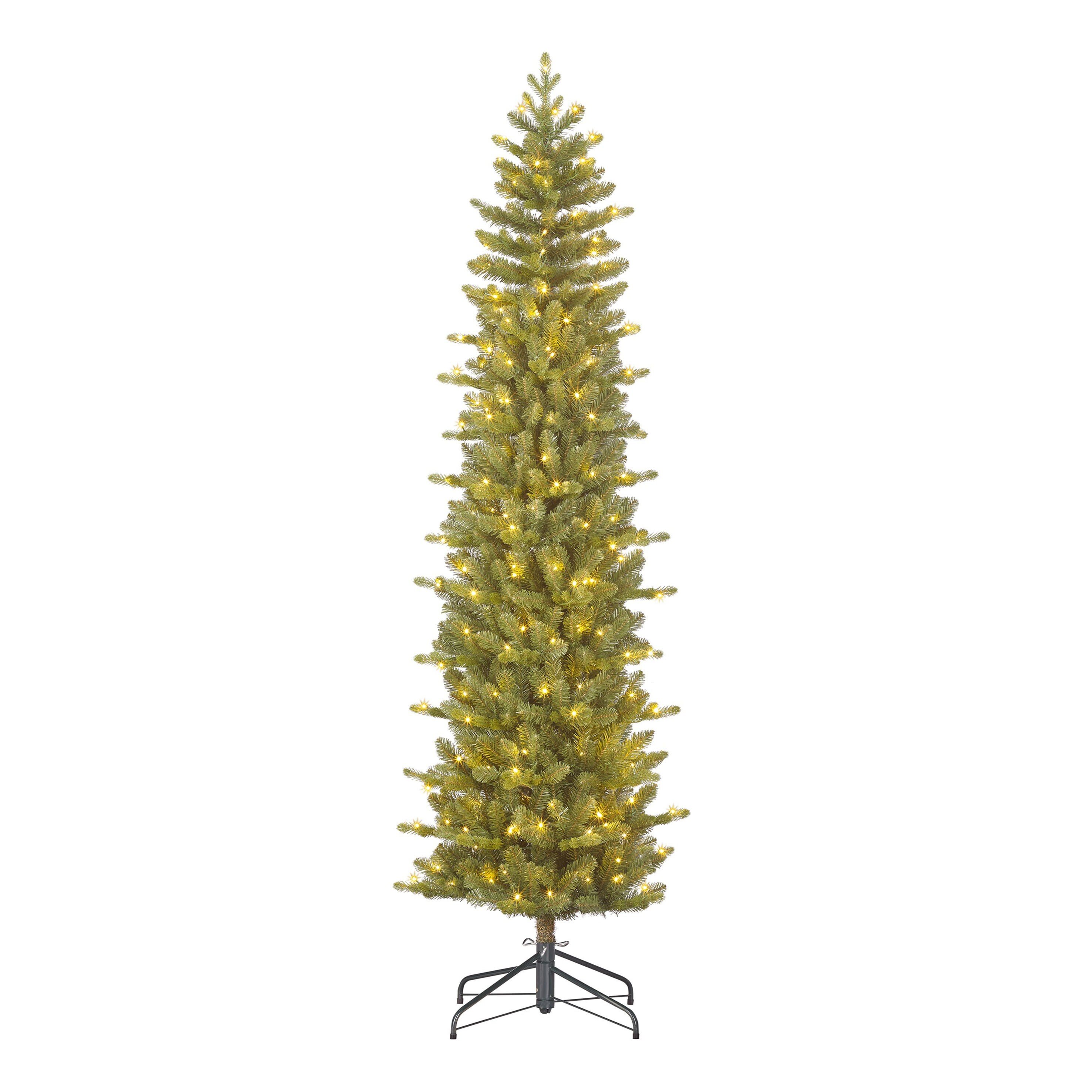 Sapin de Noël artificiel étroit et enneigé avec LED H230 cm HARMA, BLACK BOX TREES
