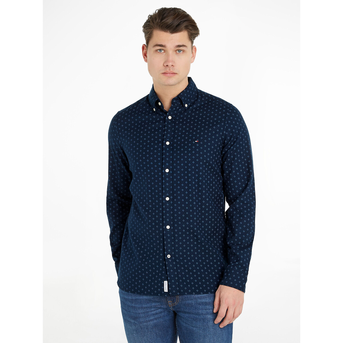 Image of Brushed Cotton Shirt with Buttoned Collar
