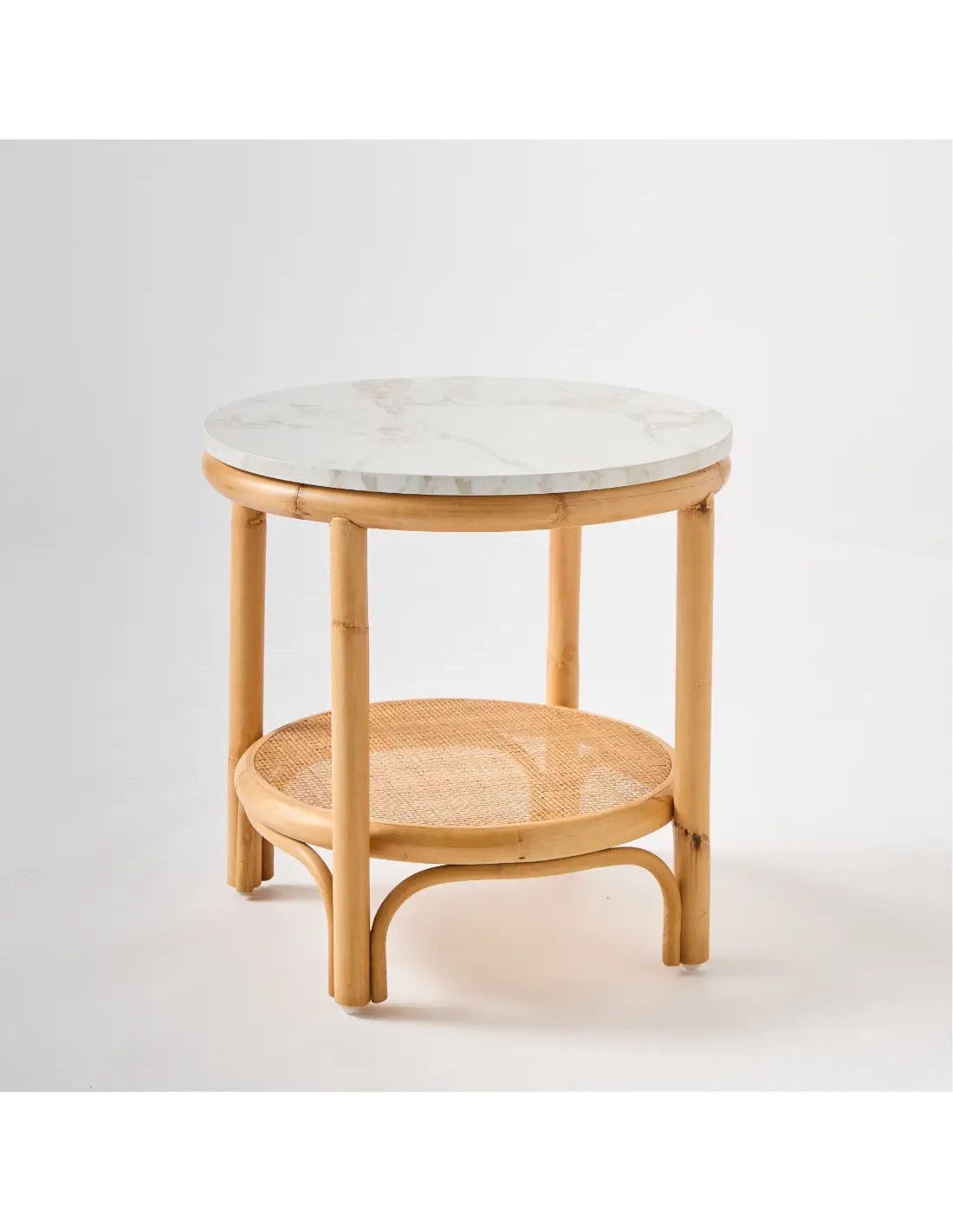 Table basse en rotin RIVIERA plateau blanc Dia 50, KOK