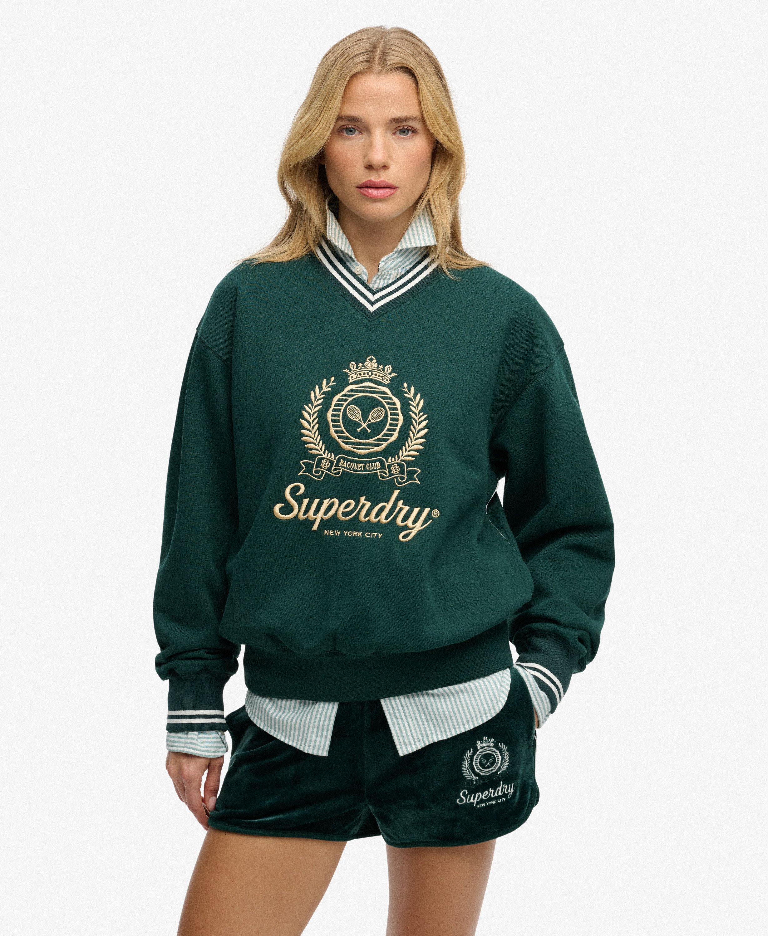 Sweatshirt Country Club Col V Ample, SUPERDRY