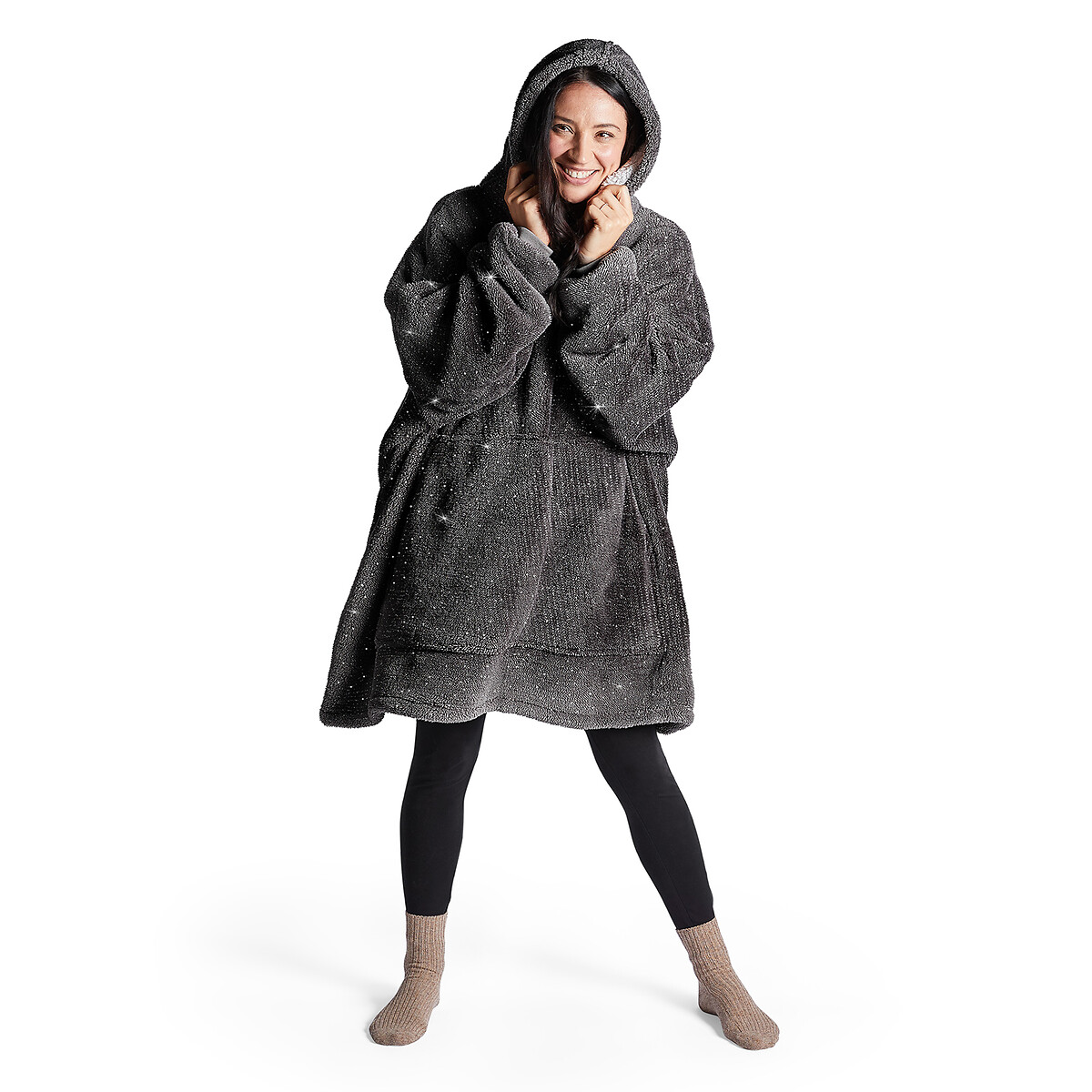 Snugsie oversized glitter hoode, charcoal, Silentnight | La Redoute