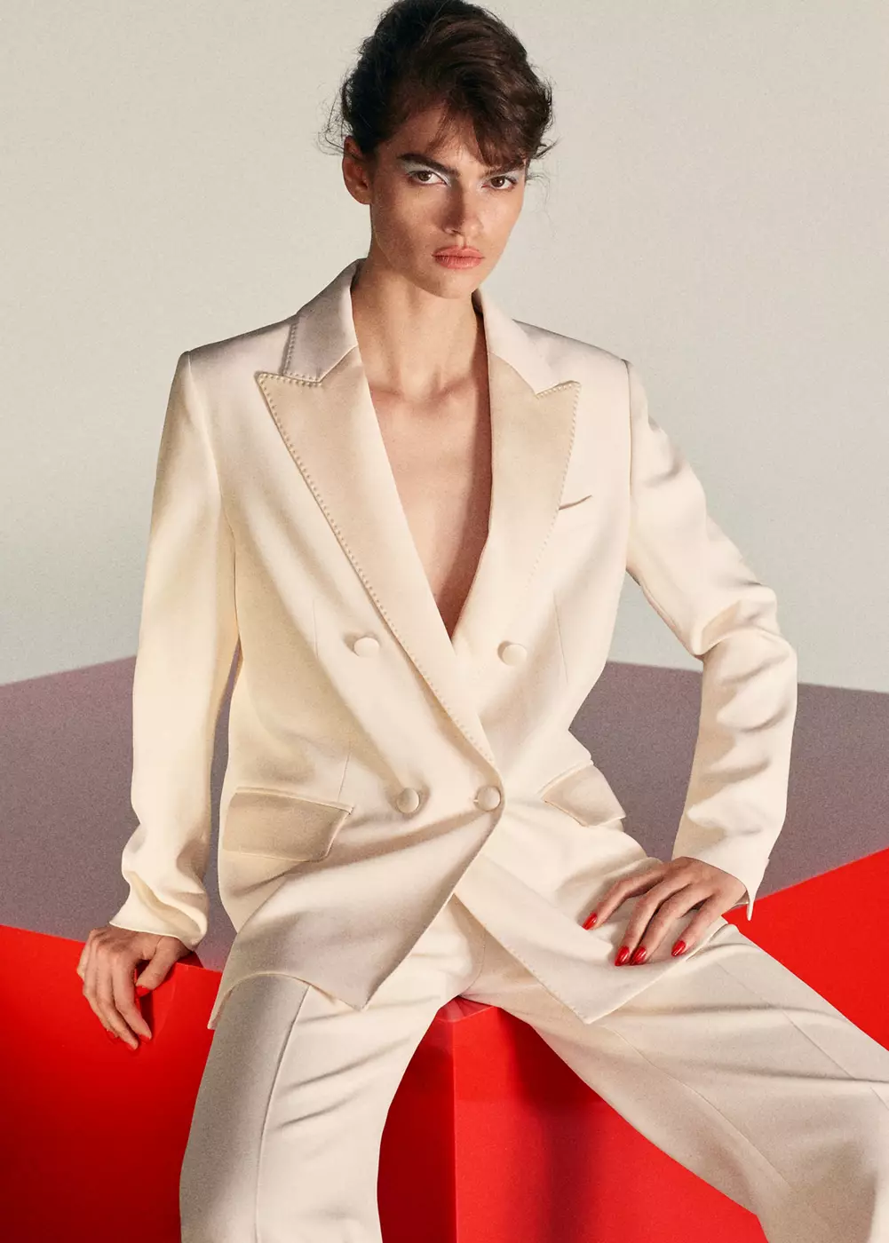 Veste à revers surpiqûre, MANGO