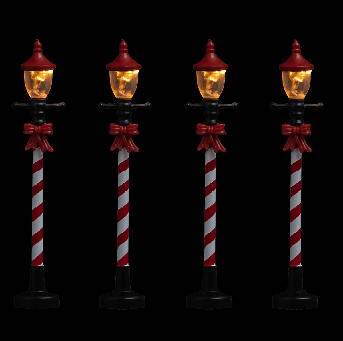 Lot de 2 accessoires village lampadaires 4 LED blanc LUMO, FEERIC LIGHTS & CHRISTMAS