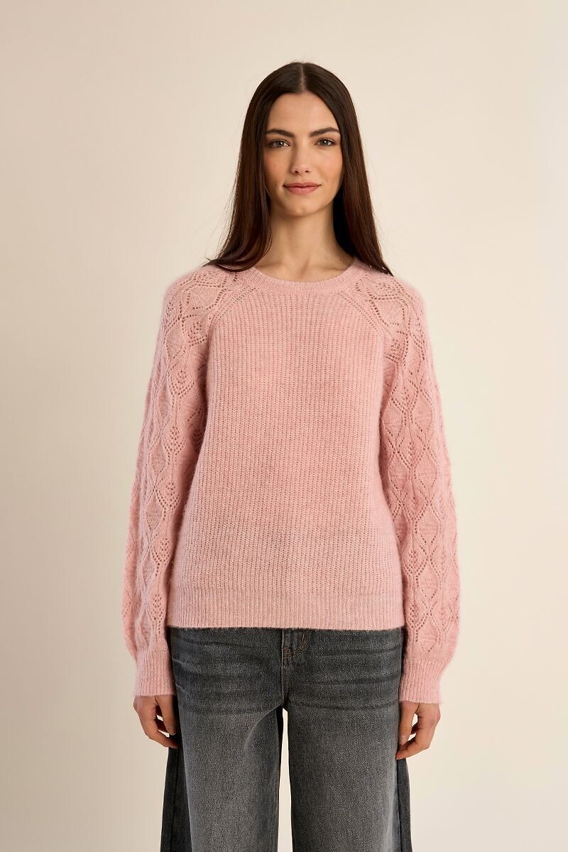 Pull col rond manches ajourées, MOLLY BRACKEN