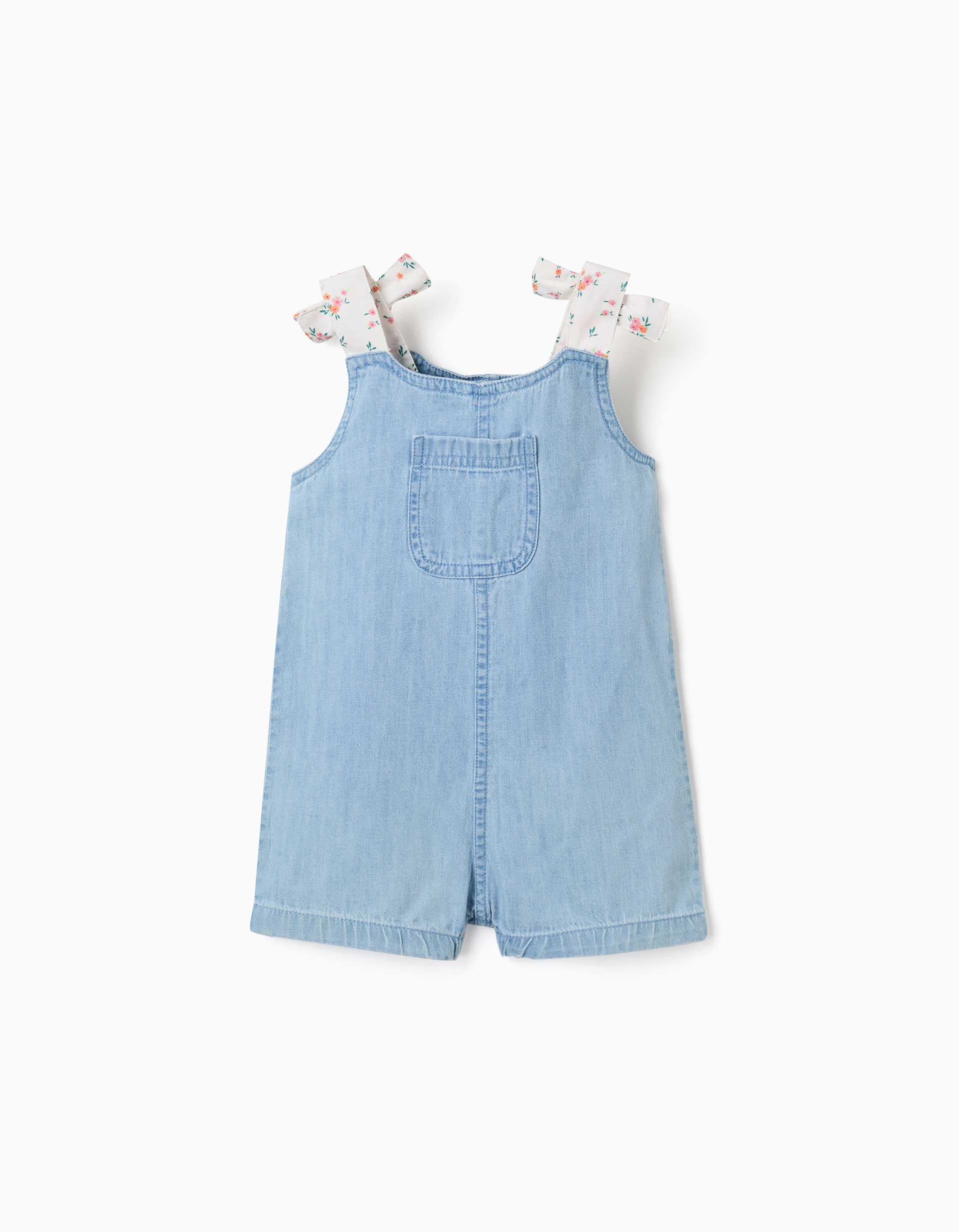 Combishort en jean avec bretelles à motif floral, ZIPPY