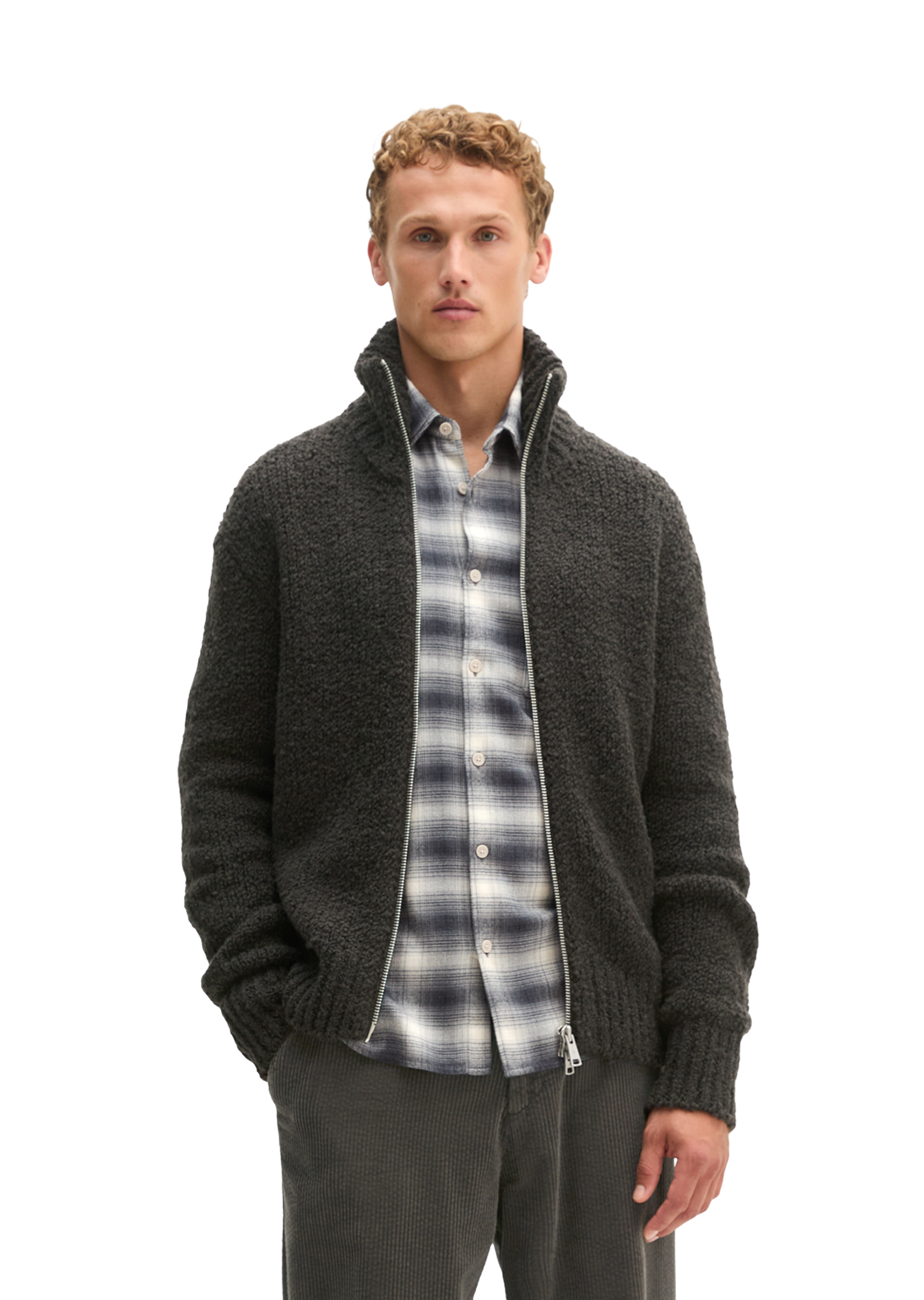 Cardigan oversize en maille bouclée en mélange de laine vierge douce, MARC O'POLO