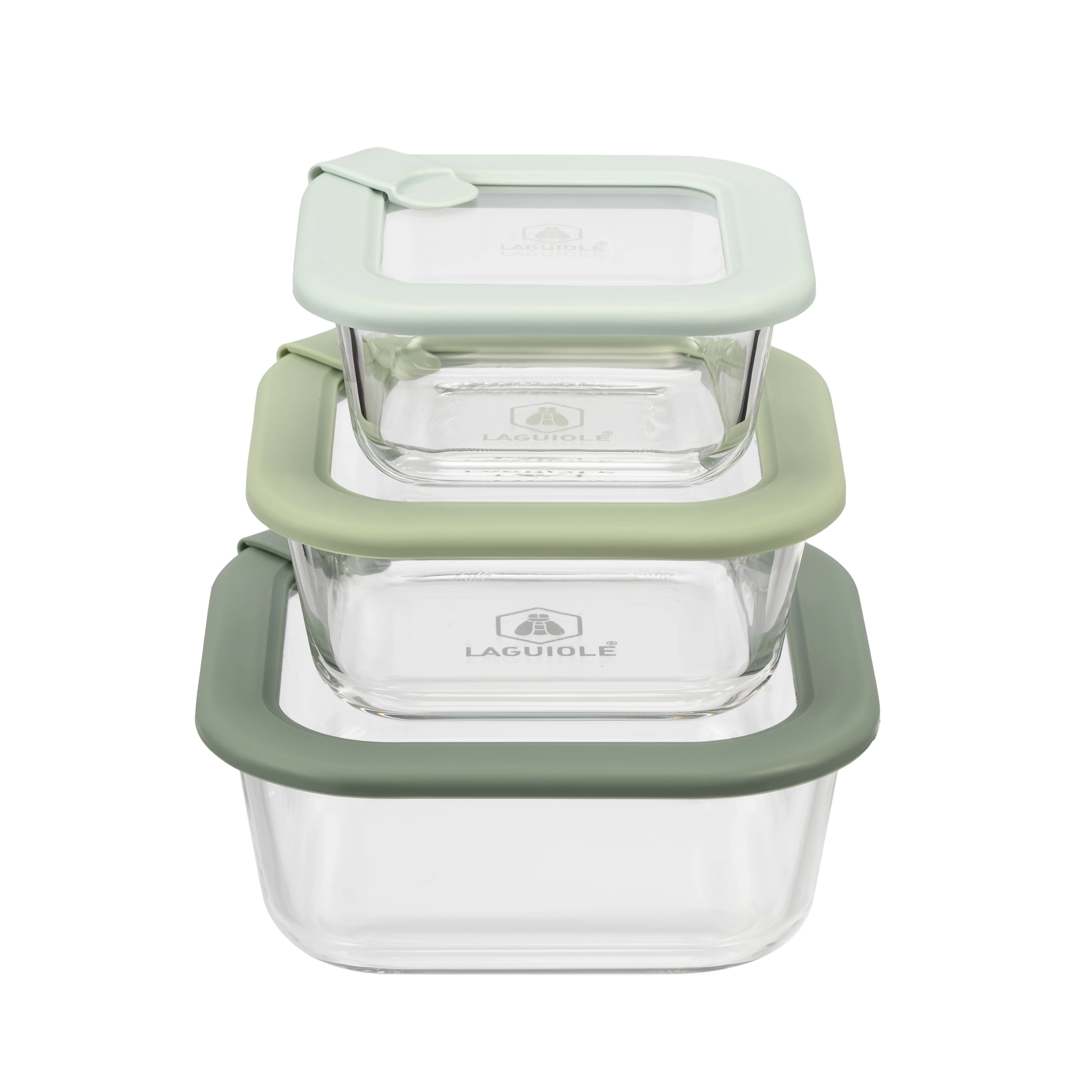 Lot de 3 boîtes en verre rectangulaires avec couvercles (320, 520 et 800 ml) - Pure, LAGUIOLE CUISSON