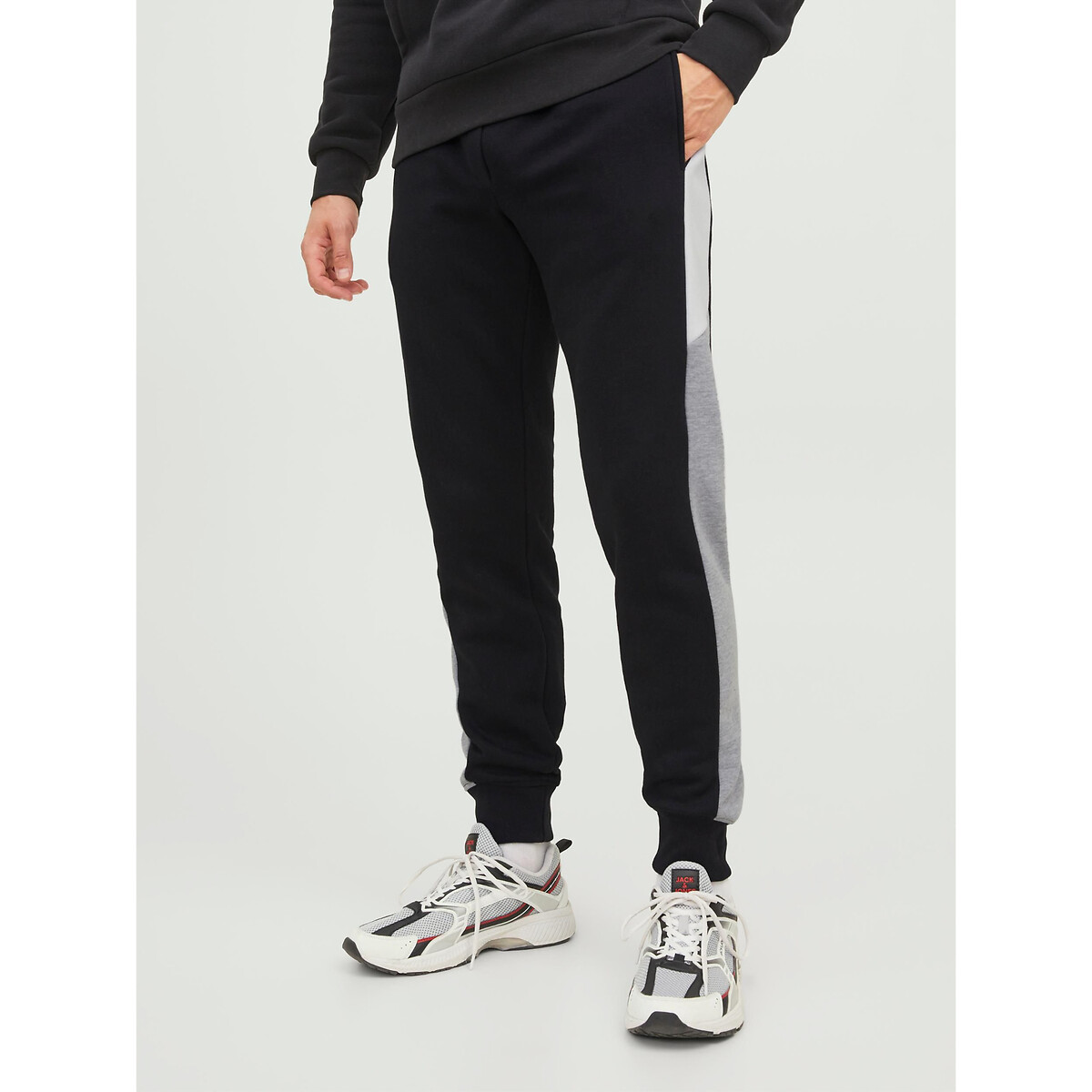 Adidas originals joggers with colour blocking clearance in black